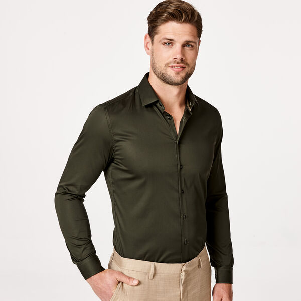 Edisson Long Sleeve Shirt, Khaki, hi-res